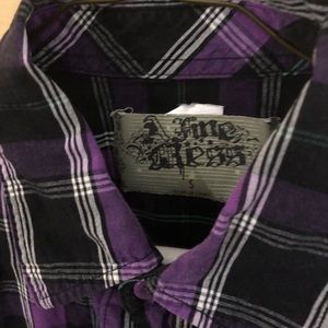 A Fine Mess small purple and green plaid buttons